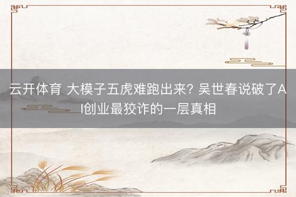云开体育 大模子五虎难跑出来? 吴世春说破了AI创业最狡诈的一层真相