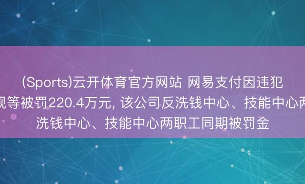 (Sports)云开体育官方网站 网易支付因违犯数据安全惩处法规等被罚220.4万元, 该公司反洗钱中心、技能中心两职工同期被罚金