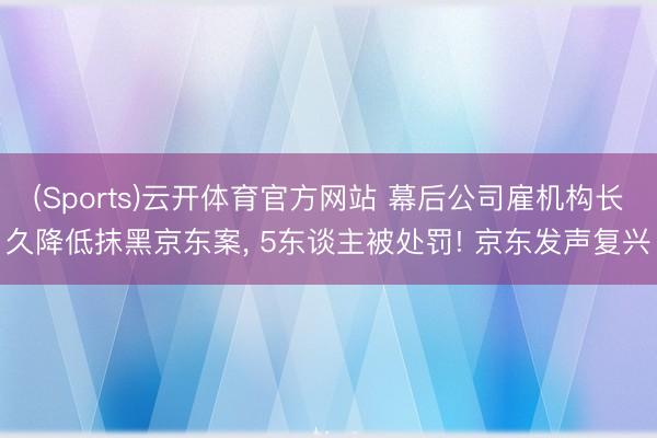(Sports)云开体育官方网站 幕后公司雇机构长久降低抹黑京东案, 5东谈主被处罚! 京东发声复兴‌
