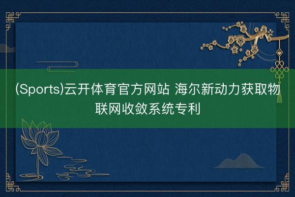 (Sports)云开体育官方网站 海尔新动力获取物联网收敛系统专利