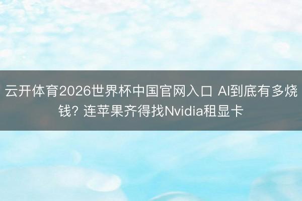 云开体育2026世界杯中国官网入口 AI到底有多烧钱? 连苹果齐得找Nvidia租显卡