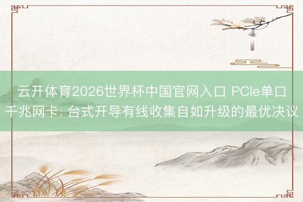 云开体育2026世界杯中国官网入口 PCIe单口千兆网卡: 台式开导有线收集自如升级的最优决议