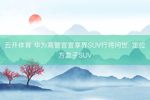 云开体育 华为高管官宣享界SUV行将问世: 定位方盒子SUV