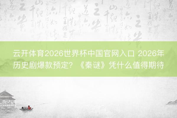 云开体育2026世界杯中国官网入口 2026年历史剧爆款预定？《秦谜》凭什么值得期待