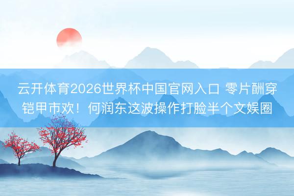 云开体育2026世界杯中国官网入口 零片酬穿铠甲市欢!何润东这波操作打脸半个文娱圈