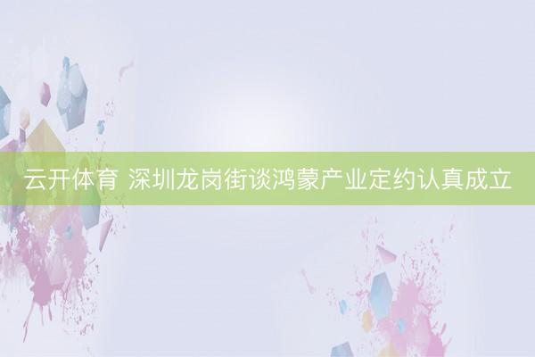 云开体育 深圳龙岗街谈鸿蒙产业定约认真成立